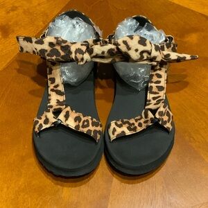 Leopard Print Sandals with Black Soles